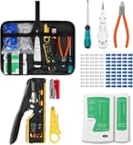 ATPWONZ RJ45-Crimpwerkzeug-Set, Ethernet-Crimper, 3-in-1-RJ45-Crimpzange...