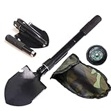 4-in-1 Multifunktions-Klappspaten 42cm - Klappbare Camping Schaufel Schwarz...