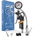 Reifenfüller mit Manometer [inkl. Adapter & Ersatzkappen] –...