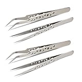 EUIOOVM 4pcs Pinzette spitz, Gebogene pinzette, wimpern pinzette 2 gerade 2...