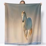 Generisch Kuscheldecke Flauschig Tiere Weißes Pferd Fleecedecke 130 x 150...