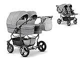 Zwillingskinderwagen Geschwisterwagen DUET LUX 2 in 1 Komplettset in 17...