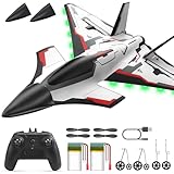 DEERC Future RC Flugzeug mit 4 Kanälen, LED-Lichtern, leicht zu fliegen,...
