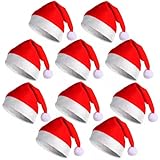 Tcnzdy 10 Stück Weihnachtsmütze, Weihnachtsmützen, Rote Santa Mütze...