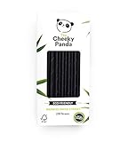 The Cheeky Panda Bambus Strohhalme Papier Schwarz | 250 x Cocktail...