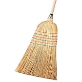 Strohbesen, Reisstrohbesen mit Stiel, robuster 6 Naht Stroh Besen mit...