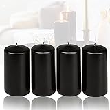 Candelo 4er Set Stumpenkerzen Weihnachten Ambiente Kerzen - Schwarz - 4,8cm...