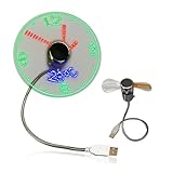Greabuy Uhr Ventilator Zeit Temperatur Anzeige Metall Kleiner Ventilator...