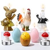 Conelist Osterkerzen-Set, Ostereierkerze, Kaninchenform, Pilzform, Henne...