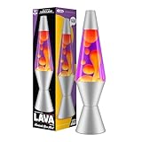 LAVA® - Lampe 2125, gelbes Wachs, lila Flüssigkeit, silberner Sockel und...