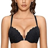 DOBREVA Damen Vorderverschluss BH mit Bügel Push Up Spitzen Neckholder BHS...