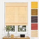 Victoria M. Bambus Raffrollo Sonnenschutz Sichtschutz Rollo Seitenzugrollo,...