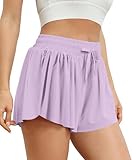 VIGVAN Shorts Damen Sommer Sport Shorts Kurze Hose 2 in 1 Flowy Running...
