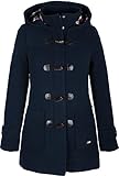 Damen Jacke Dufflecoat Wollmantel Wolljacke Camile mit Kapuze (36, blau)