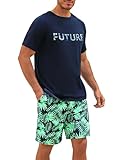 Nieery Pyjama Herren kurz Baumwolle Herren Schlafanzug Herrenschlafanzüge...