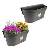 2X Geländerkasten Balkon mit Wasserspeicher Blumentopf Zaun Blumenkasten...