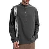 Herren Hemd Langarm, Hemden für Herren Revers Knopfleiste Hemdjacke...
