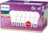 Philips LED Classic E27 Lampen 6-er Pack (100 W), matte LED Lampen mit...