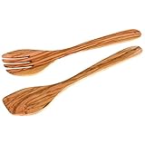 Fackelmann Salatbesteck 30 cm OLIVE, Salatbesteck aus Holz...