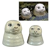 Generisch 2er Set Teichfiguren Robben Seehunde Porzellan Schwimmtiere...