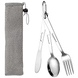 3 Stück Reisebesteck,Campingbesteck,Edelstahl Camping Besteckset,Tragbare...