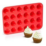 TERJBG Mini Muffinform Silikon, Rot Muffinform Silikon für 24 Muffins, Ø...