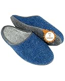 Pantoffelmann Filzpantoffeln mit Filzsohle I Navy I Größe 43 I...