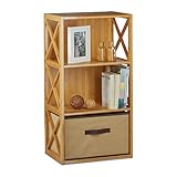 Relaxdays Regal Bambus mit Korb, 3 Ablagen, Holz Standregal, Badregal,...