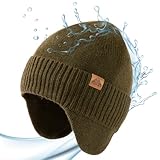 TOP-EX XL/XXL Unisex 80% Merinowolle wasserdichte Beanie mit Ohrenklappen...