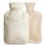 Wärmflasche mit Weichem Bezug | Auslaufsicher 2L Hot Water Bottle...