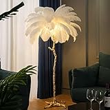 Elegante Luxus Straußenfeder-Stehlampe - 5 helle LED-Lichtquellen für...