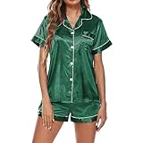 Label Set Pyjamas Satin Nachtwäsche Sexy Dessous V-Ausschnitt Hemd Shorts...