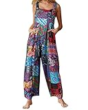 Acrawnni Damen Latzhose Vintage Floral Gedruckt Lose Casual Baggy Ärmellos...