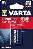 VARTA Batterien 9V Blockbatterie, 1 Stück, Longlife Max Power, Alkaline,...