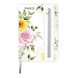 Trötsch Wochenplaner A5 mit Tasche Flowers white 2023: Wochenterminer mit...