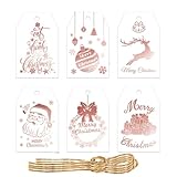 Yurosiay 60pcs Weihnachts Geschenkanhänger mit Gold Elk Weihnachtsmann...