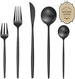 Bestdin Besteck Set 6 Personen, 30 teilig Edelstahl Besteckset Schwarz...