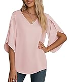 Yommay Damen Bluse Elegant V Ausschnitt Sommer T-Shirts Casual Leicht...