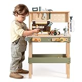 ROBOTIME Kinder Holz Werkzeugbank - Multifunktions-Werkbank Set mit...