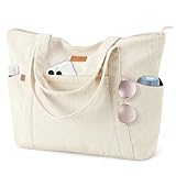 Lekespring Cord Tasche Damen, Groß Tote Bag Strandtasche mit...
