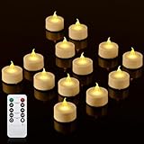 cimetech 12 Led Teelichter mit Timer Fernbedienung Flammenlose Led Kerzen...