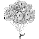 OWill Luftballons Silber Metallic,50 Stück 10 zoll/25cm Ballons Silber und...