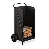 Heibi Holzwagen aus pulverbeschichtetem Stahl schwarz Glimmer 52x43x95 cm...