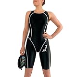 Tyron Speed Line Schwimmanzug Full-Knee (schwarz/weiße Naht) | Badeanzug...