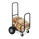 Relaxdays Log Holder Cart Kaminholzwagen, 2 Reifen & 2 Rollen, bis 60 kg,...