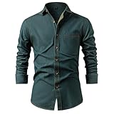 Hemd Herren, Hemden für Herren Langarm Einfarbig Hemdjacke Comfort Fit...