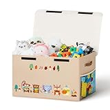 ADEHMDA 80L Aufbewahrungsbox Kinder, Faltbare Spielzeugkiste mit Deckel,...