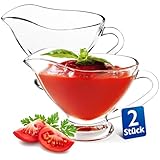 KONZEPT Sauciere aus Glas, 2 er Set, 160 ml, Transparente Soßenkanne mit...