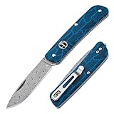 BÖKER PLUS® Tech Tool Blue Damascus - Damast Taschenmesser Droppoint...