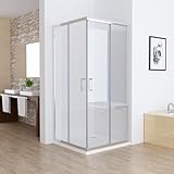 MIQU Duschkabine Eckeinstieg 90x90 cm Duschwand mit Doppel Schiebetür...